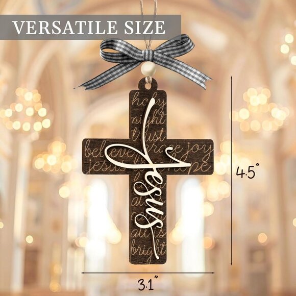 Wooden Cross Ornaments Christmas Tree Religious Gifts for Women Faith - Picture 4 of 6